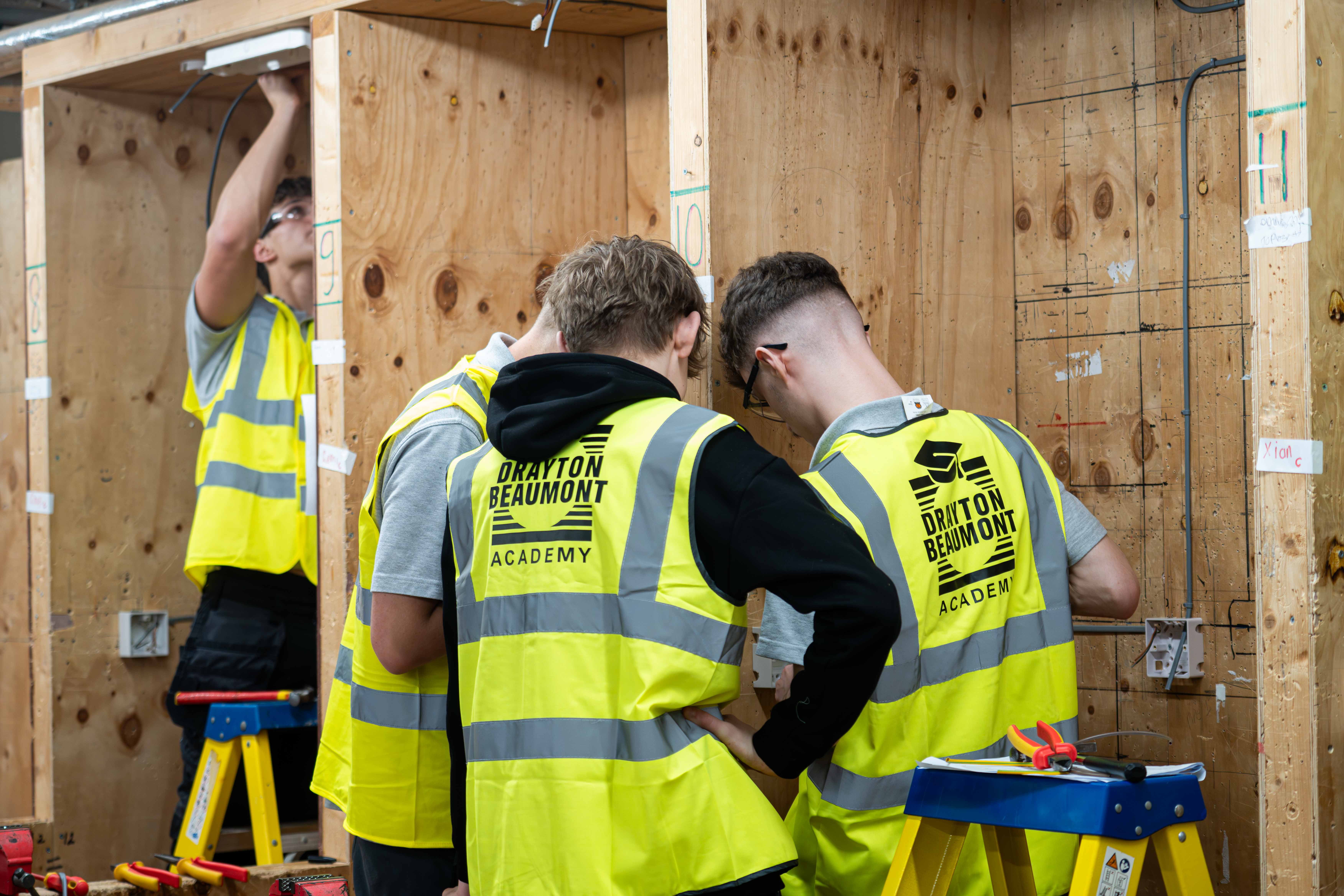 Students in the electrical workshop